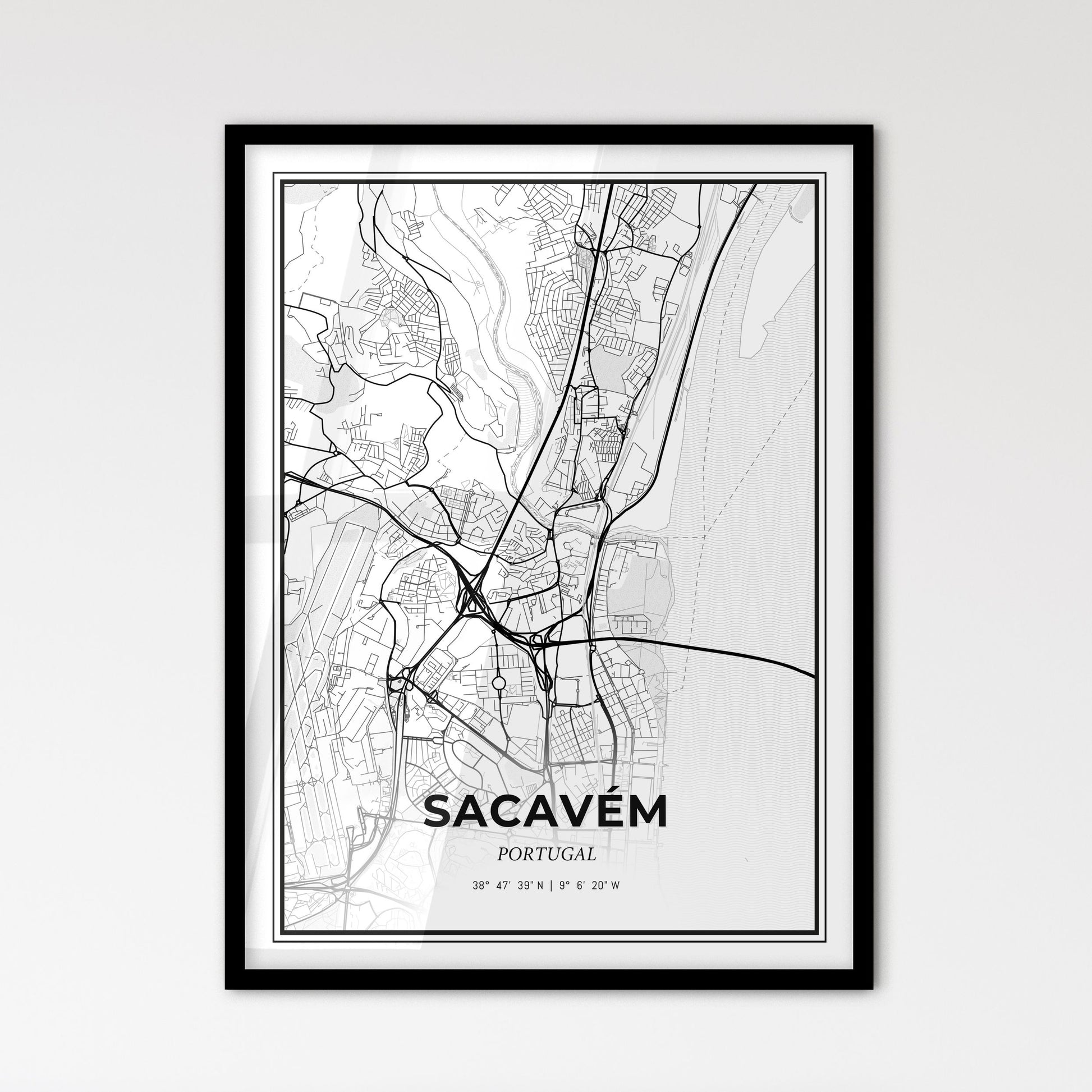 Sacavém Portugal - Scandinavian Style City Map for Modern Home Decor