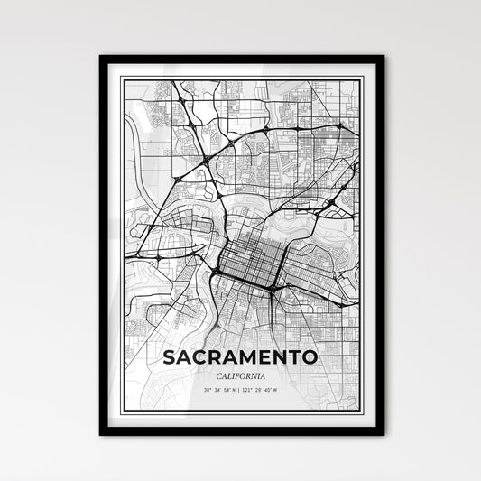 Sacramento California - Scandinavian Style City Map for Modern Home Decor