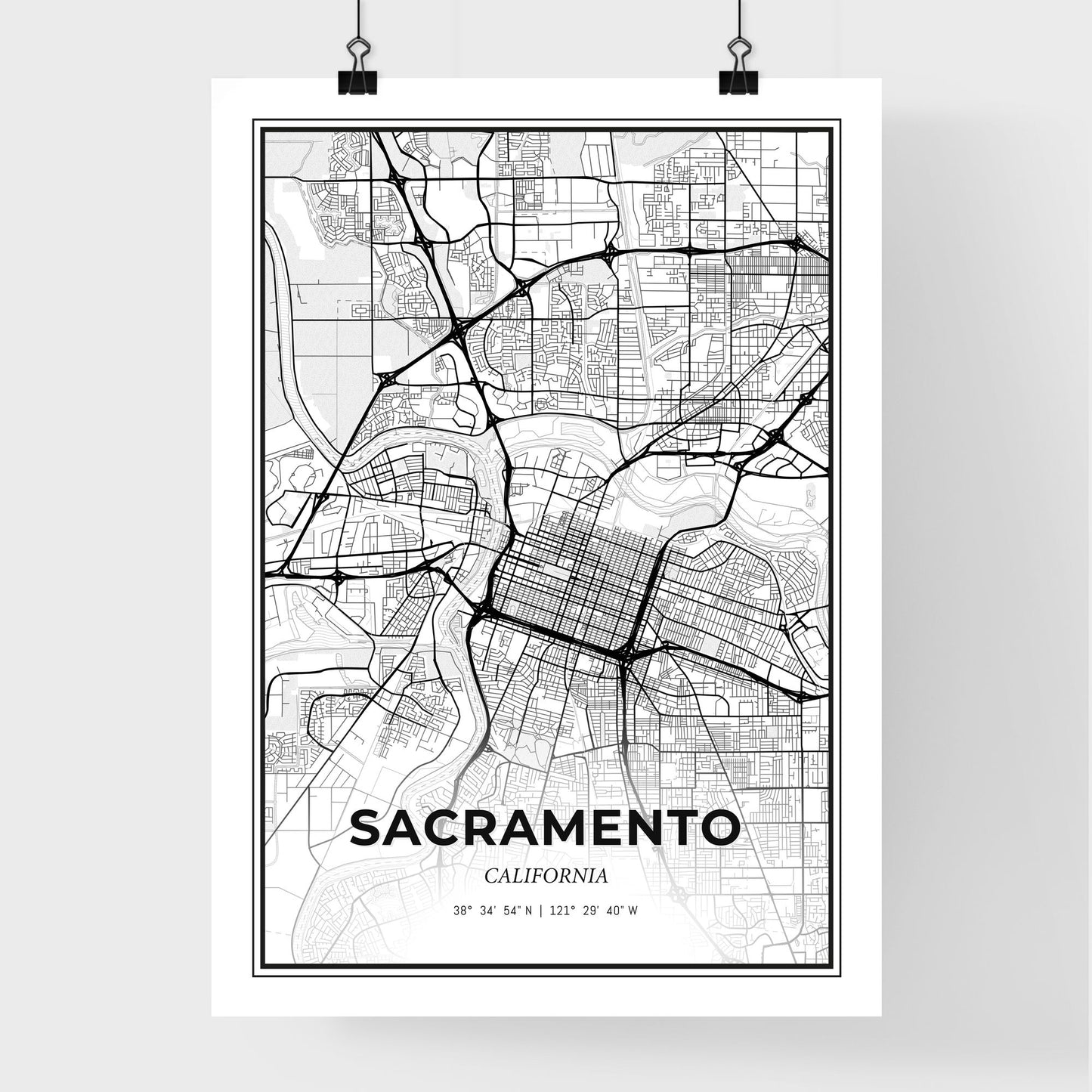 Sacramento California - Premium City Map Poster