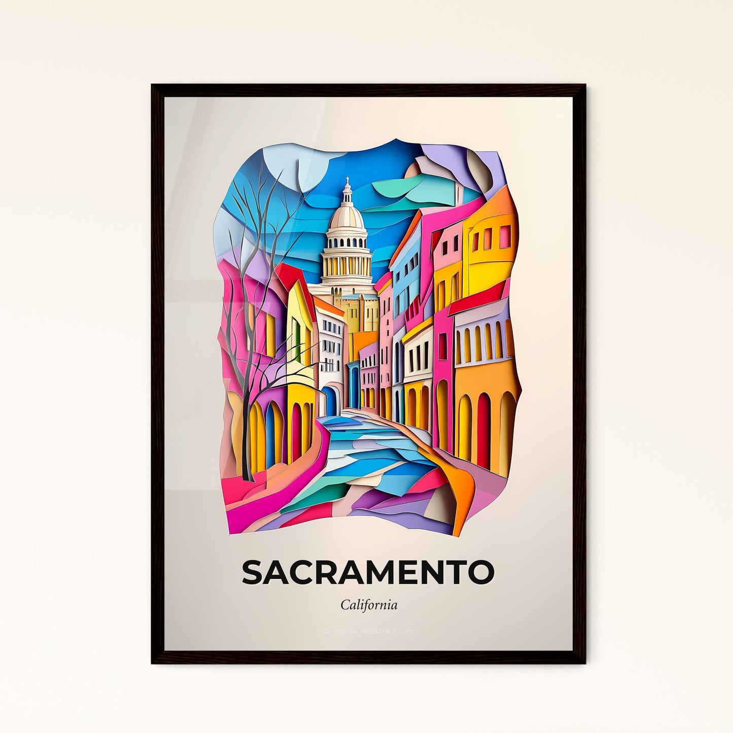 Vivid Sacramento, California - a colorful city scene with a clock tower