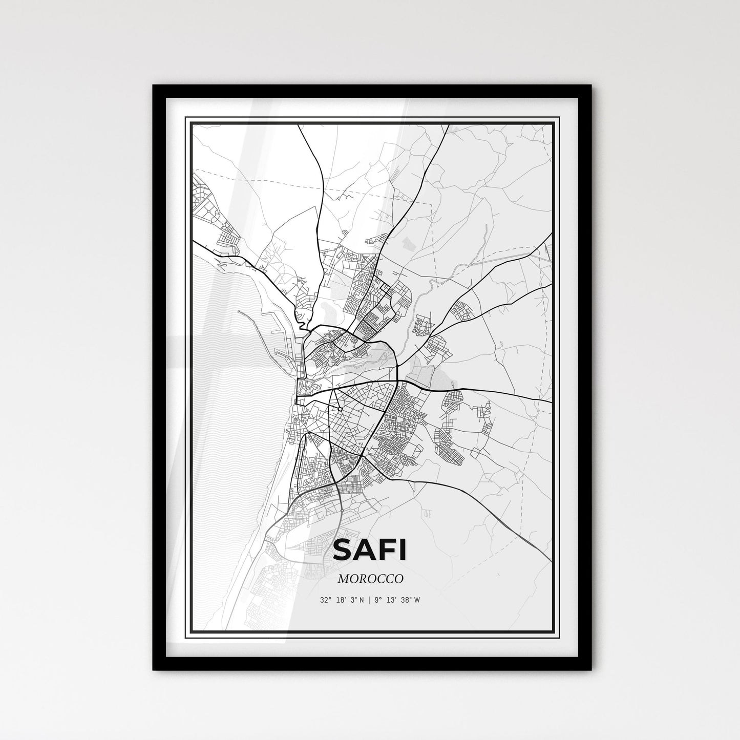 Safi Morocco - Scandinavian Style City Map for Modern Home Decor