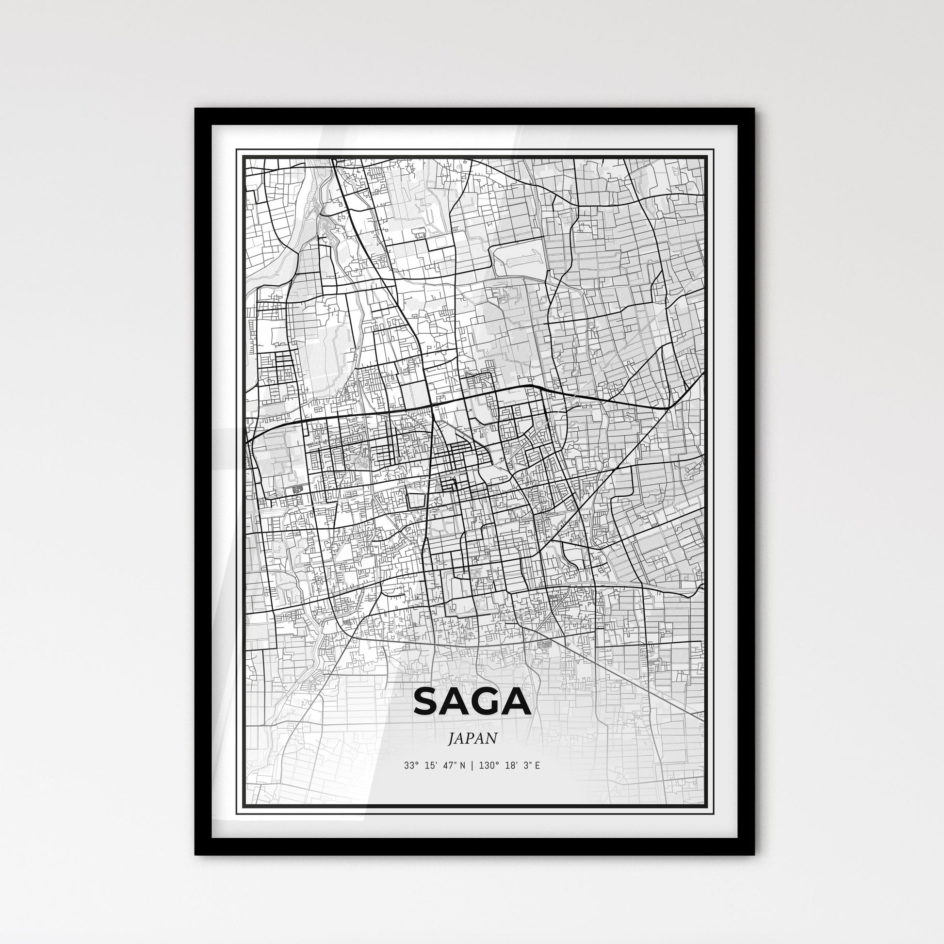 Saga Japan - Scandinavian Style City Map for Modern Home Decor