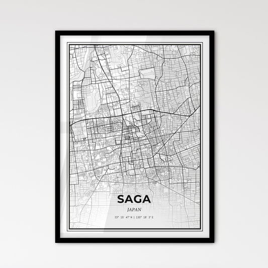 Saga Japan - Scandinavian Style City Map for Modern Home Decor