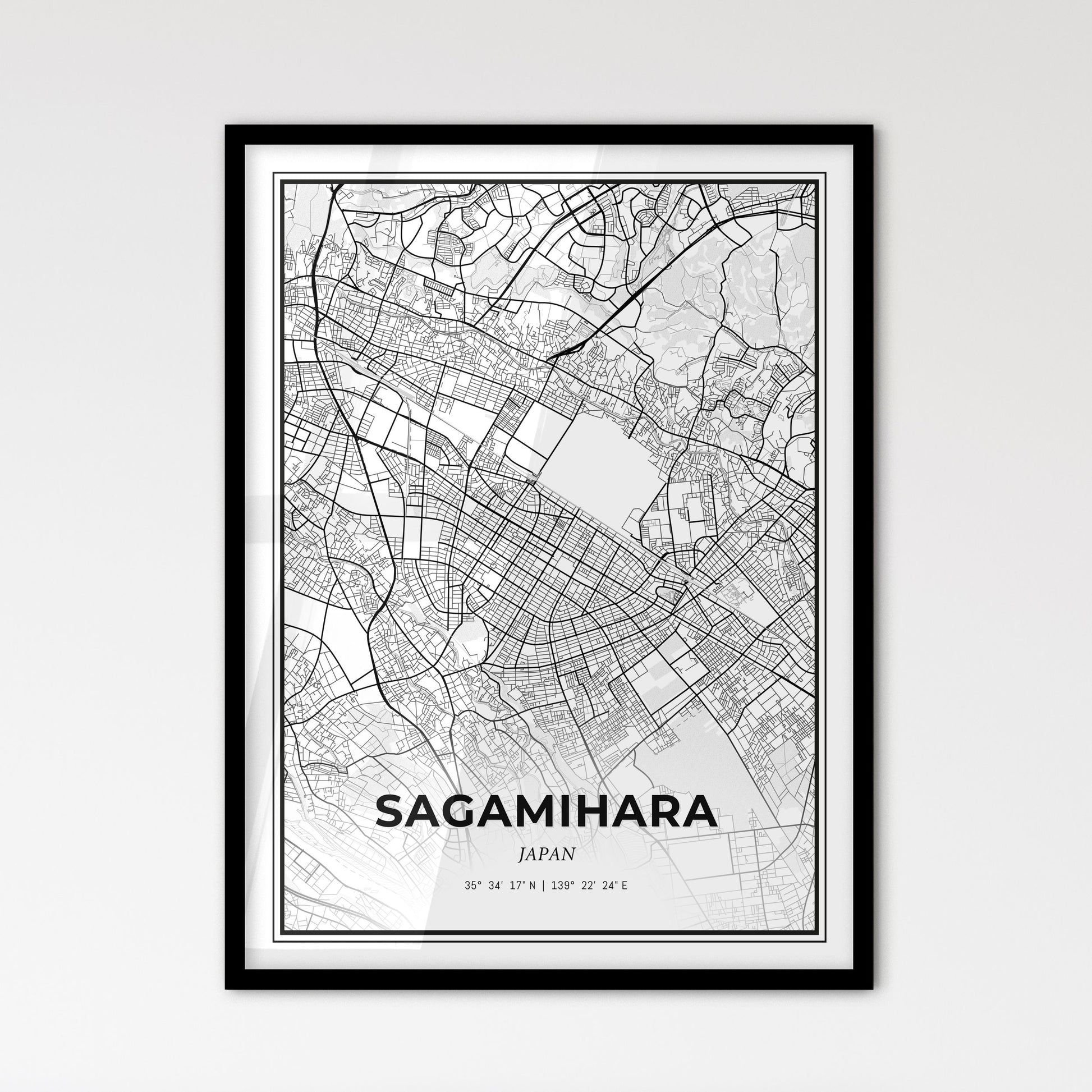 Sagamihara Japan - Scandinavian Style City Map for Modern Home Decor