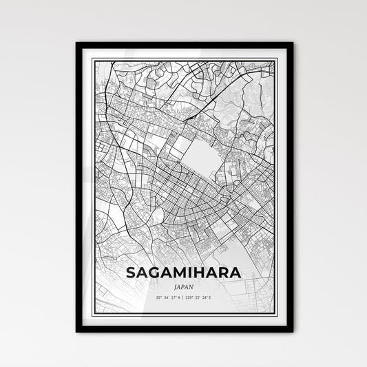 Sagamihara Japan - Scandinavian Style City Map for Modern Home Decor