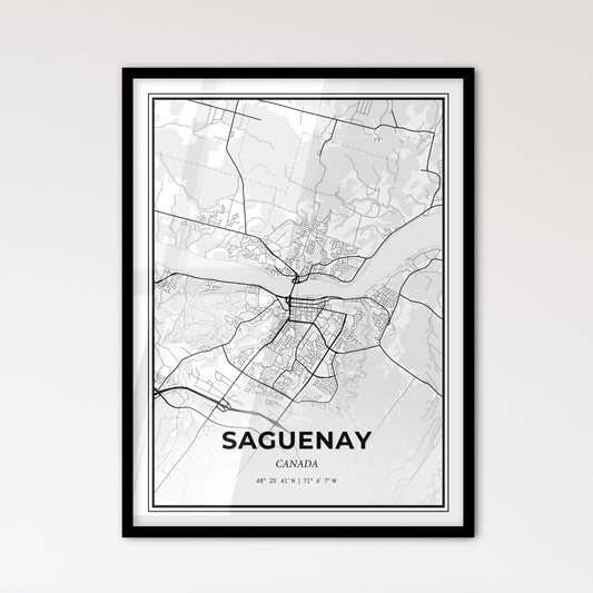 Saguenay Canada - Scandinavian Style City Map for Modern Home Decor