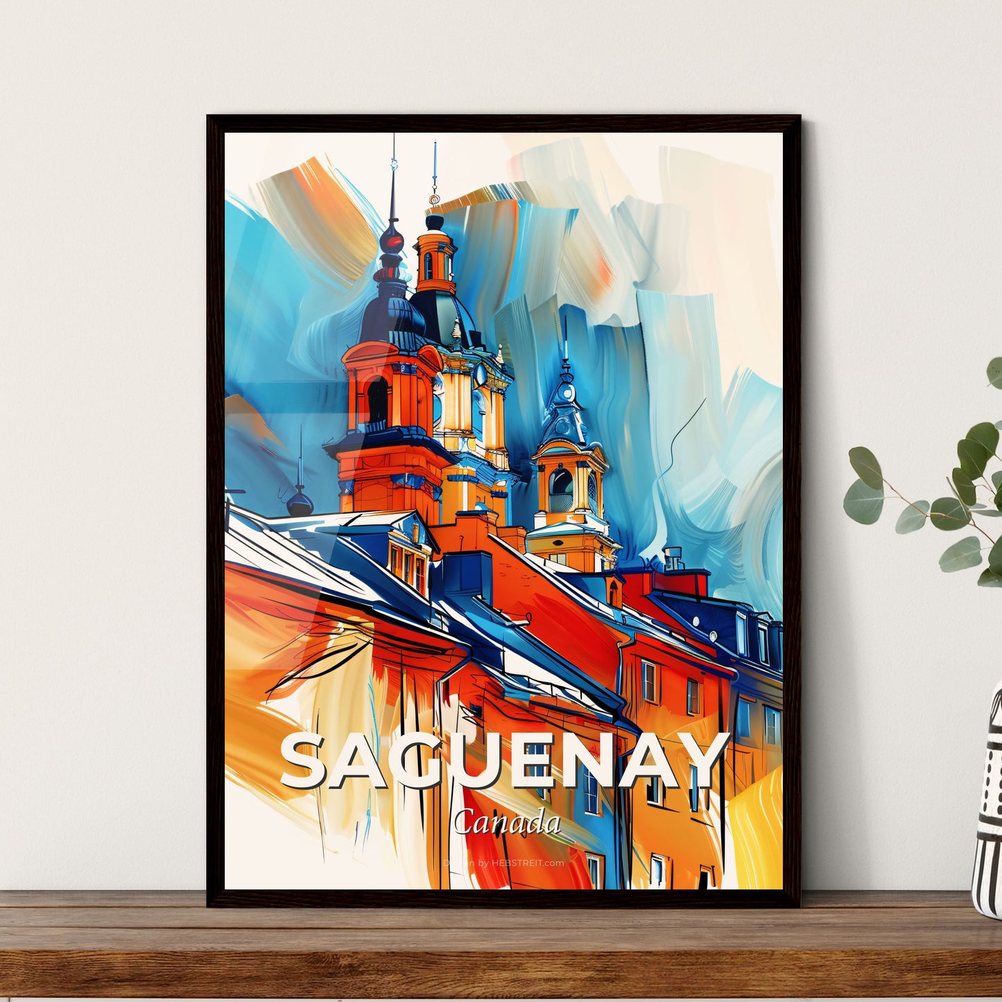 Vibrant Saguenay, Canada - A Painting Of A Building With A Tower