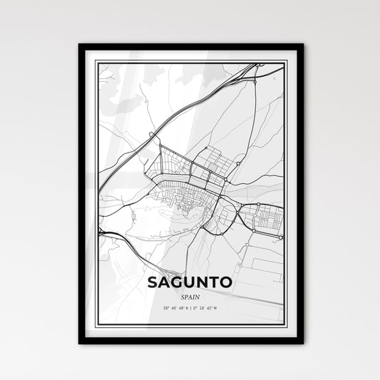 Sagunto Spain - Scandinavian Style City Map for Modern Home Decor