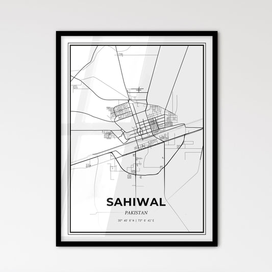 Sahiwal Pakistan - Scandinavian Style City Map for Modern Home Decor