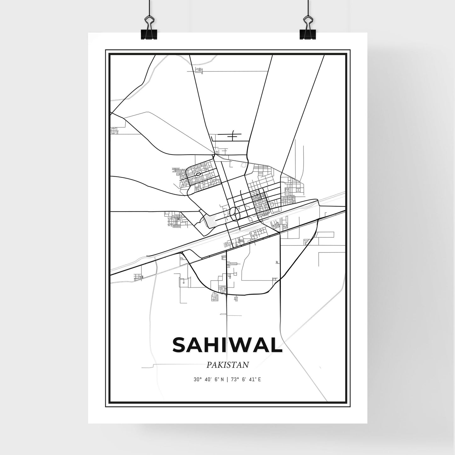 Sahiwal Pakistan - Premium City Map Poster