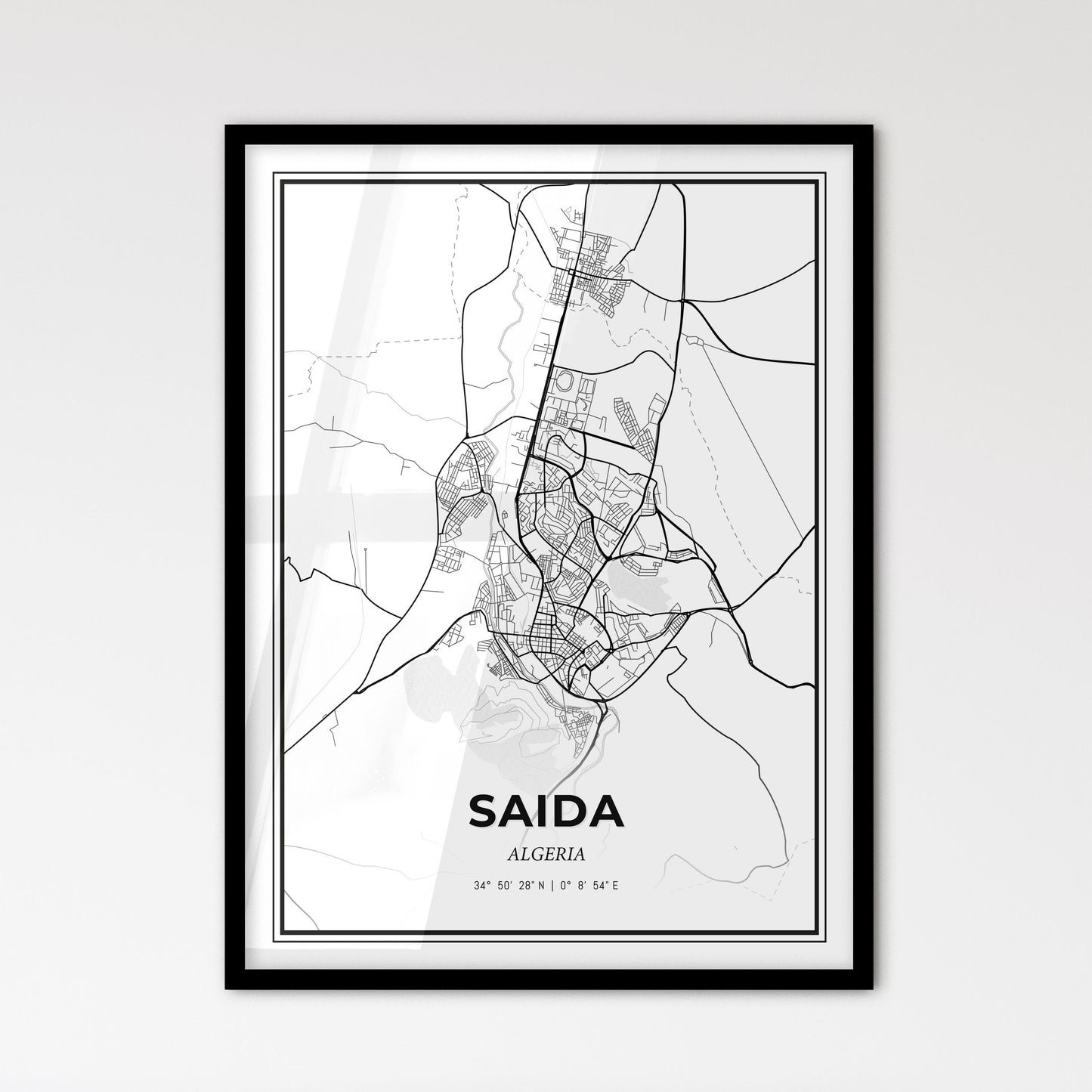 Saida Algeria - Scandinavian Style City Map for Modern Home Decor