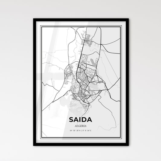 Saida Algeria - Scandinavian Style City Map for Modern Home Decor