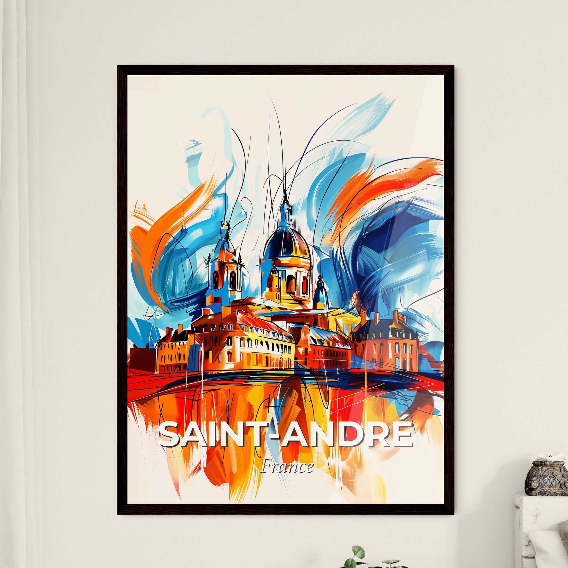 Vibrant Saint-André, France - A Painting Of A Building