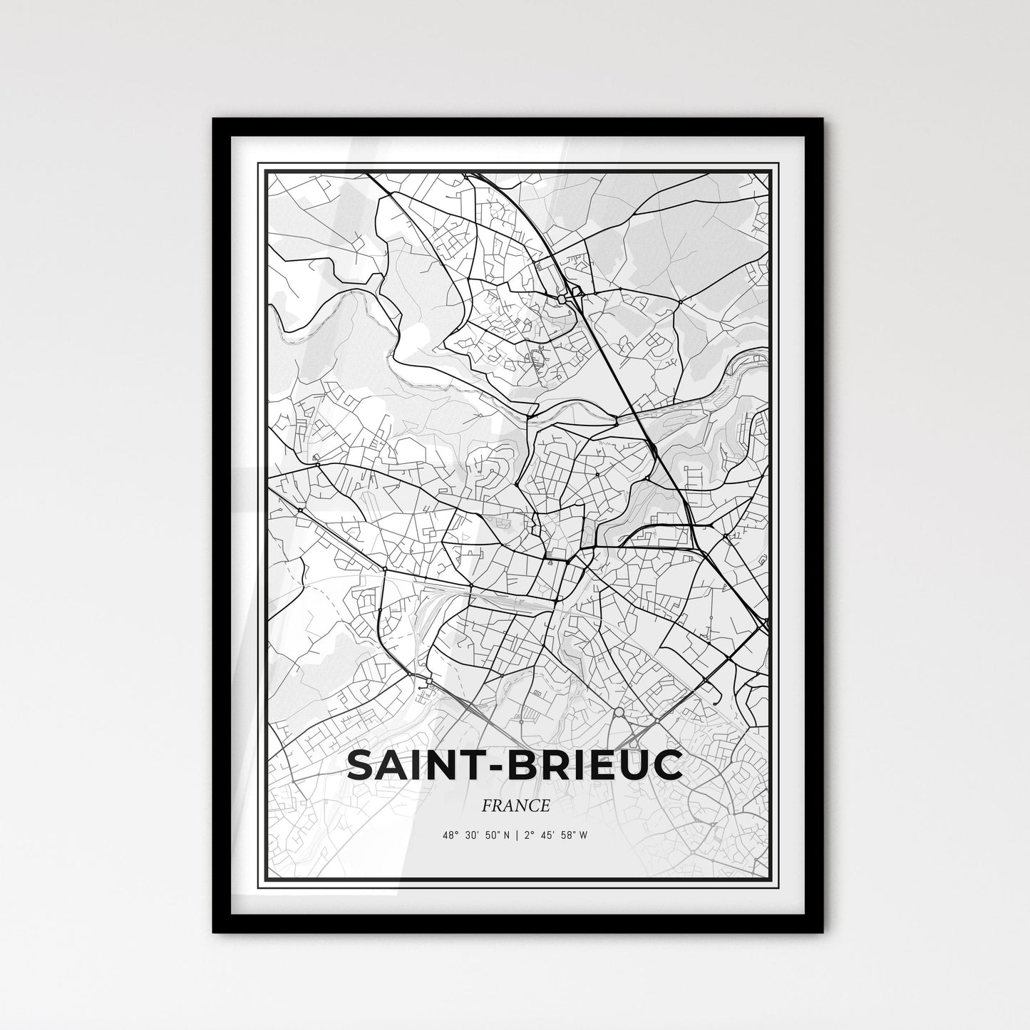 Saint-Brieuc France - Scandinavian Style City Map for Modern Home Decor