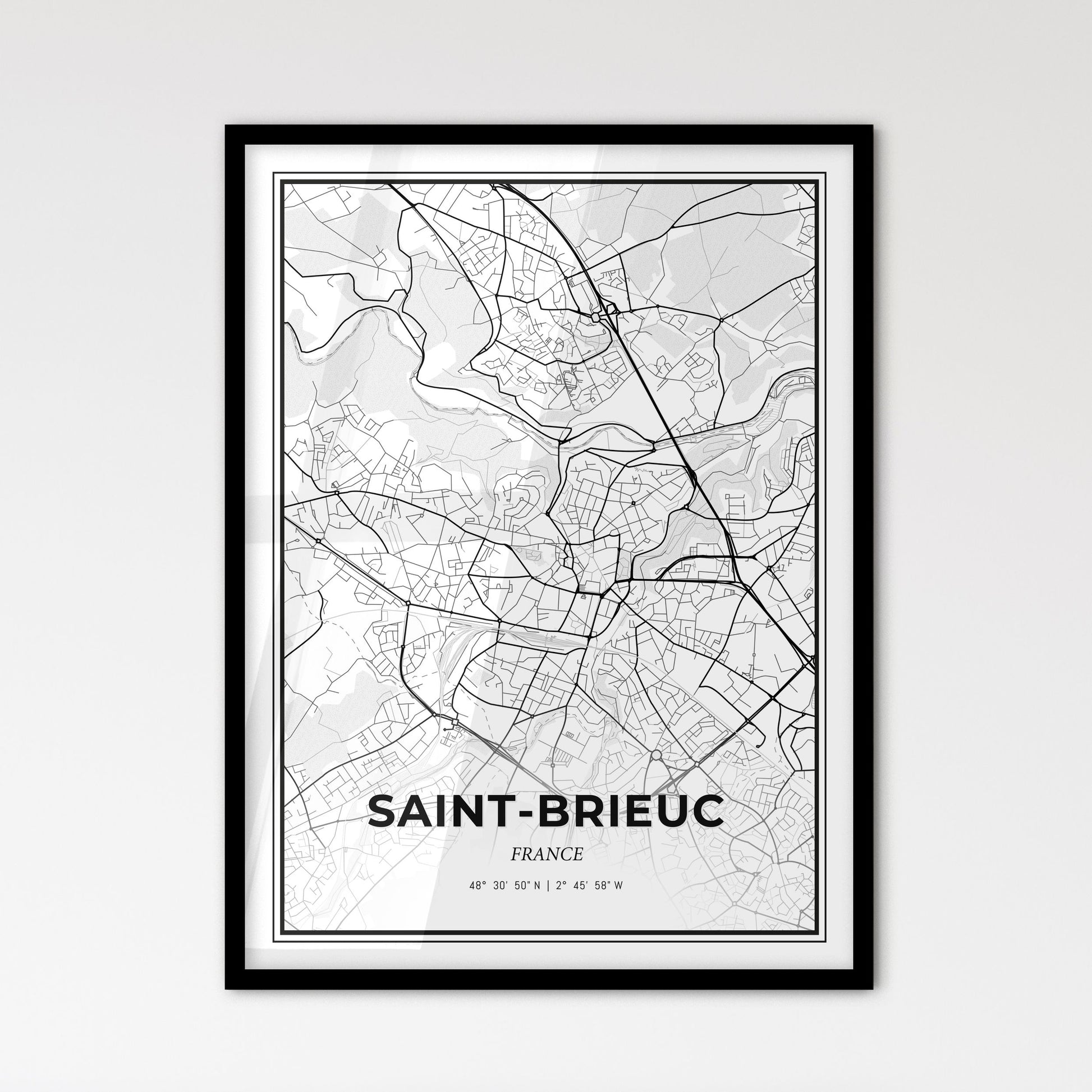 Saint-Brieuc France - Scandinavian Style City Map for Modern Home Decor