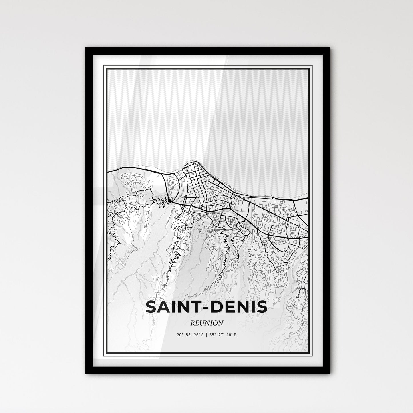 Saint-Denis Reunion - Scandinavian Style City Map for Modern Home Decor