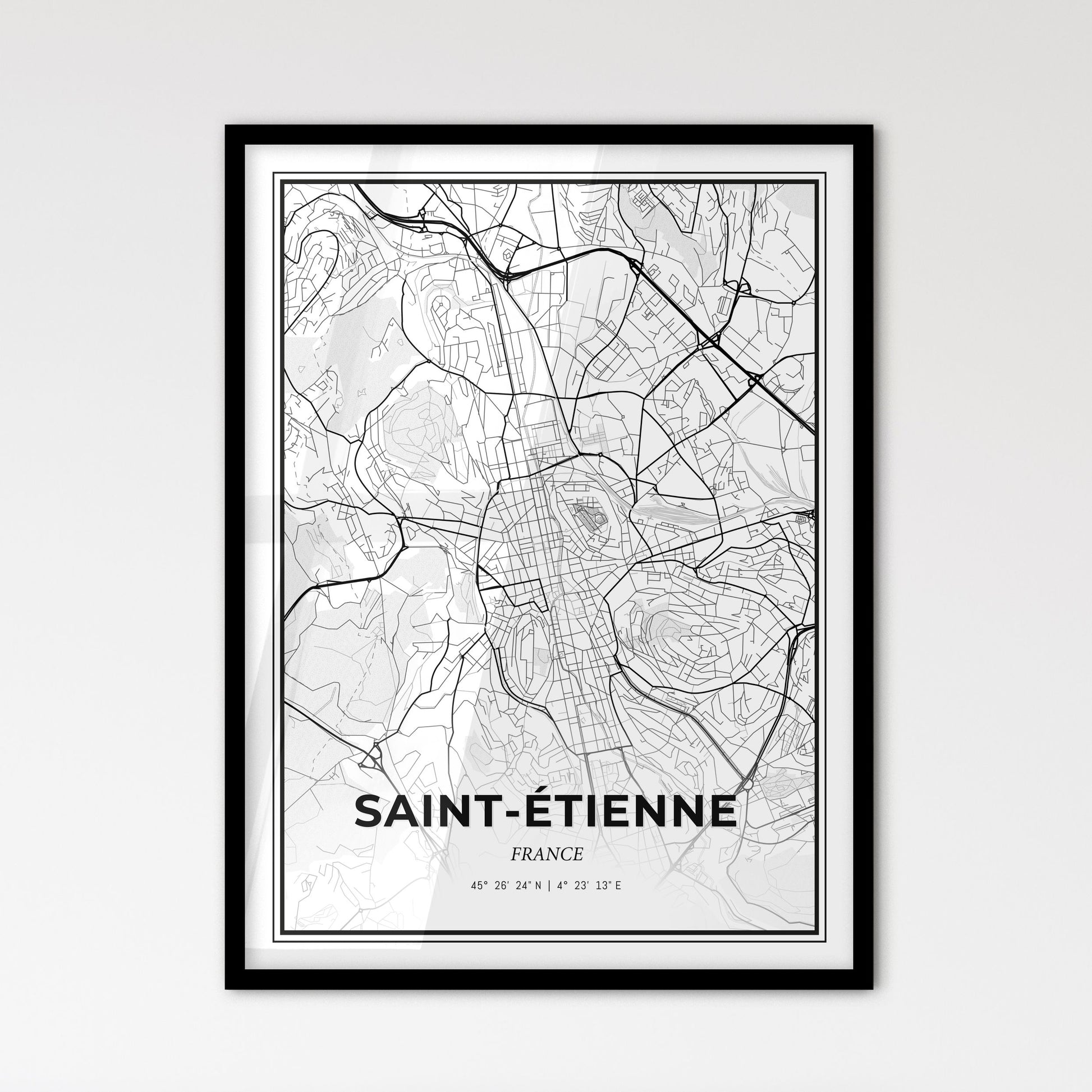 Saint-Étienne France - Scandinavian Style City Map for Modern Home Decor