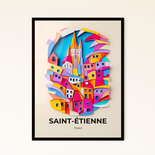 Vivid Saint-Étienne, France - a colorful city with a clock tower in the middle