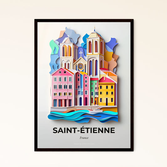 Vivid Saint-Étienne, France - a paper cut of a church and a boat