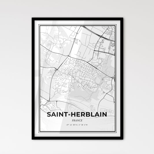 Saint-Herblain France - Scandinavian Style City Map for Modern Home Decor