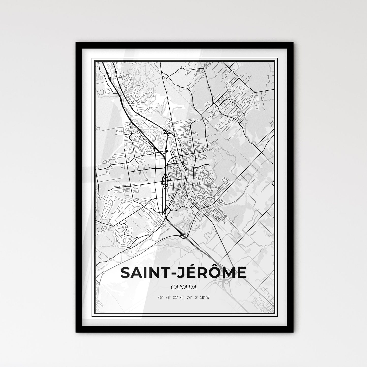 Saint-Jérôme Canada - Scandinavian Style City Map for Modern Home Decor