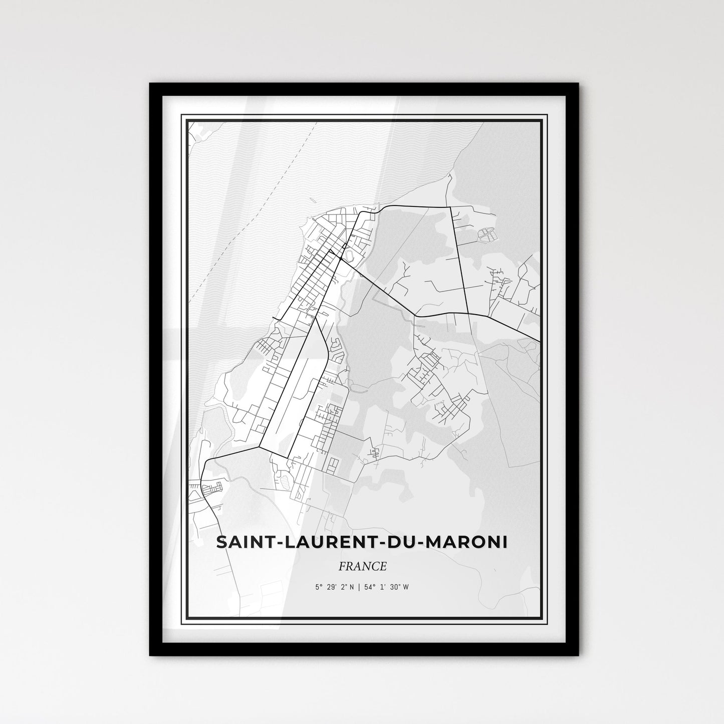 Saint-Laurent-du-Maroni France - Scandinavian Style City Map for Modern Home Decor