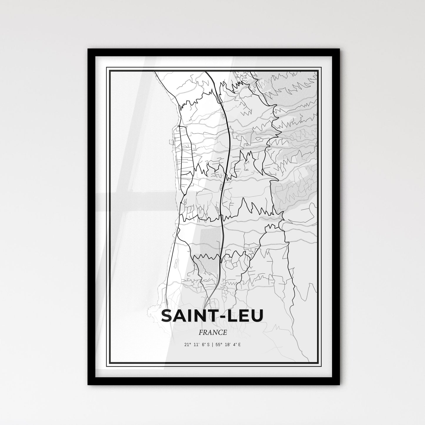 Saint-Leu France - Scandinavian Style City Map for Modern Home Decor