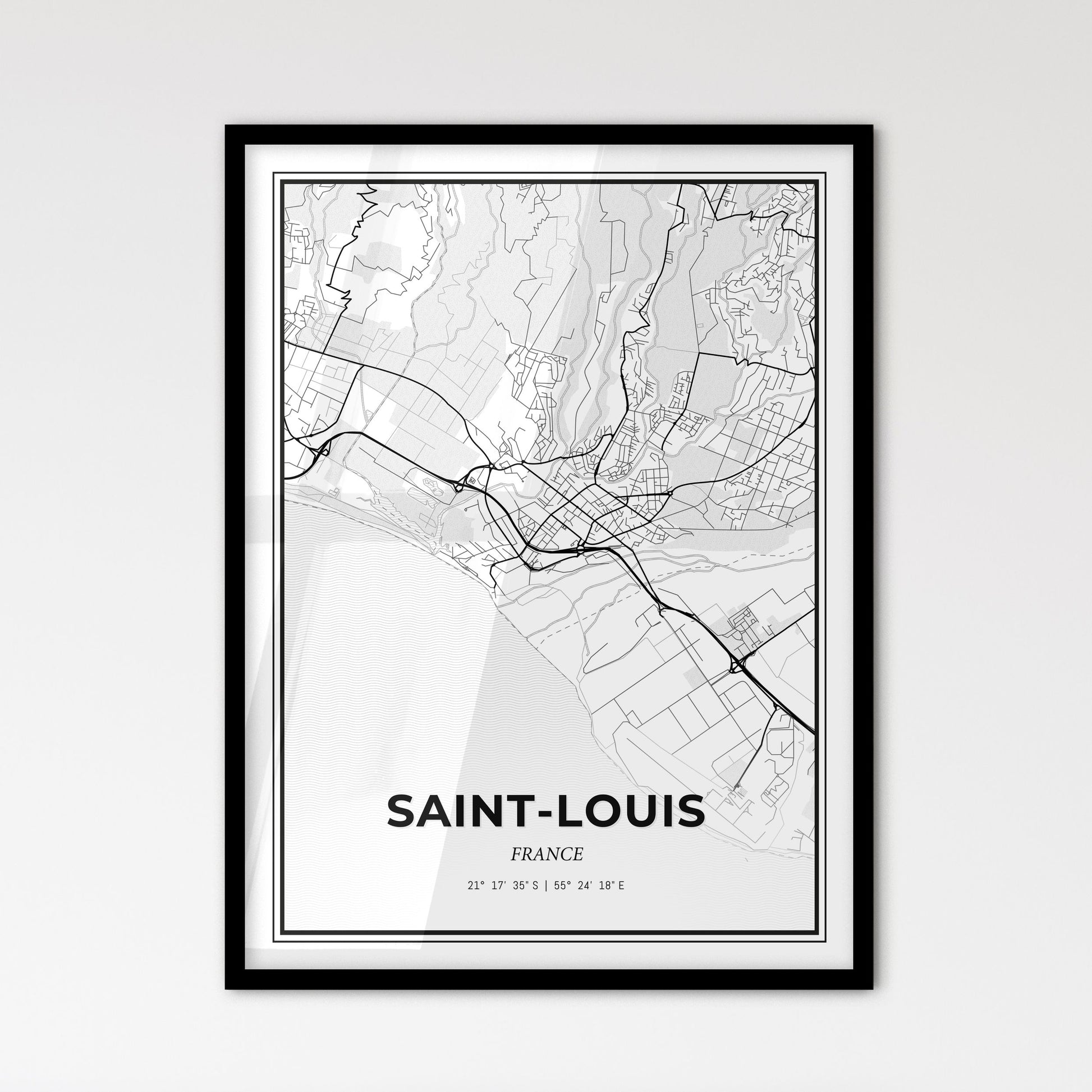 Saint-Louis France - Scandinavian Style City Map for Modern Home Decor