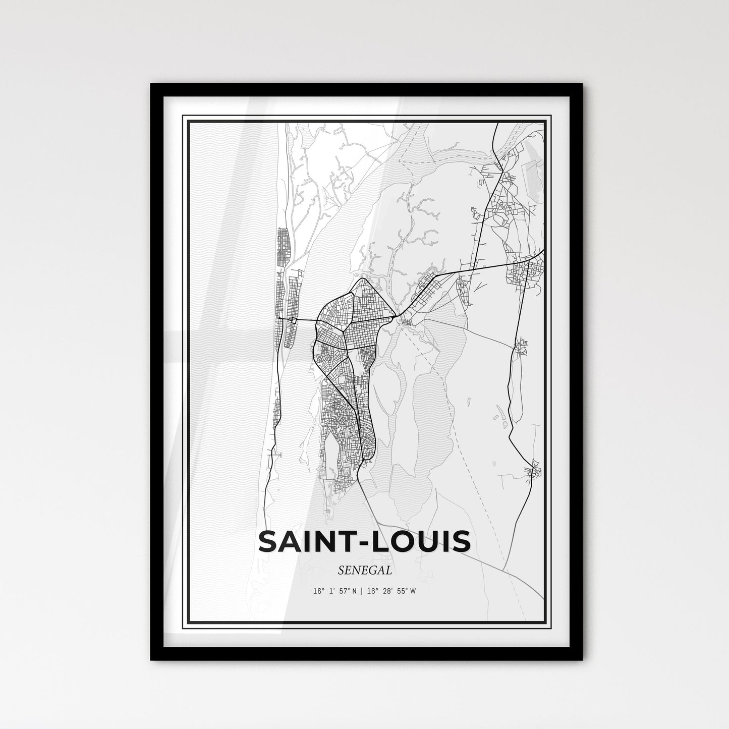 Saint-Louis Senegal - Scandinavian Style City Map for Modern Home Decor