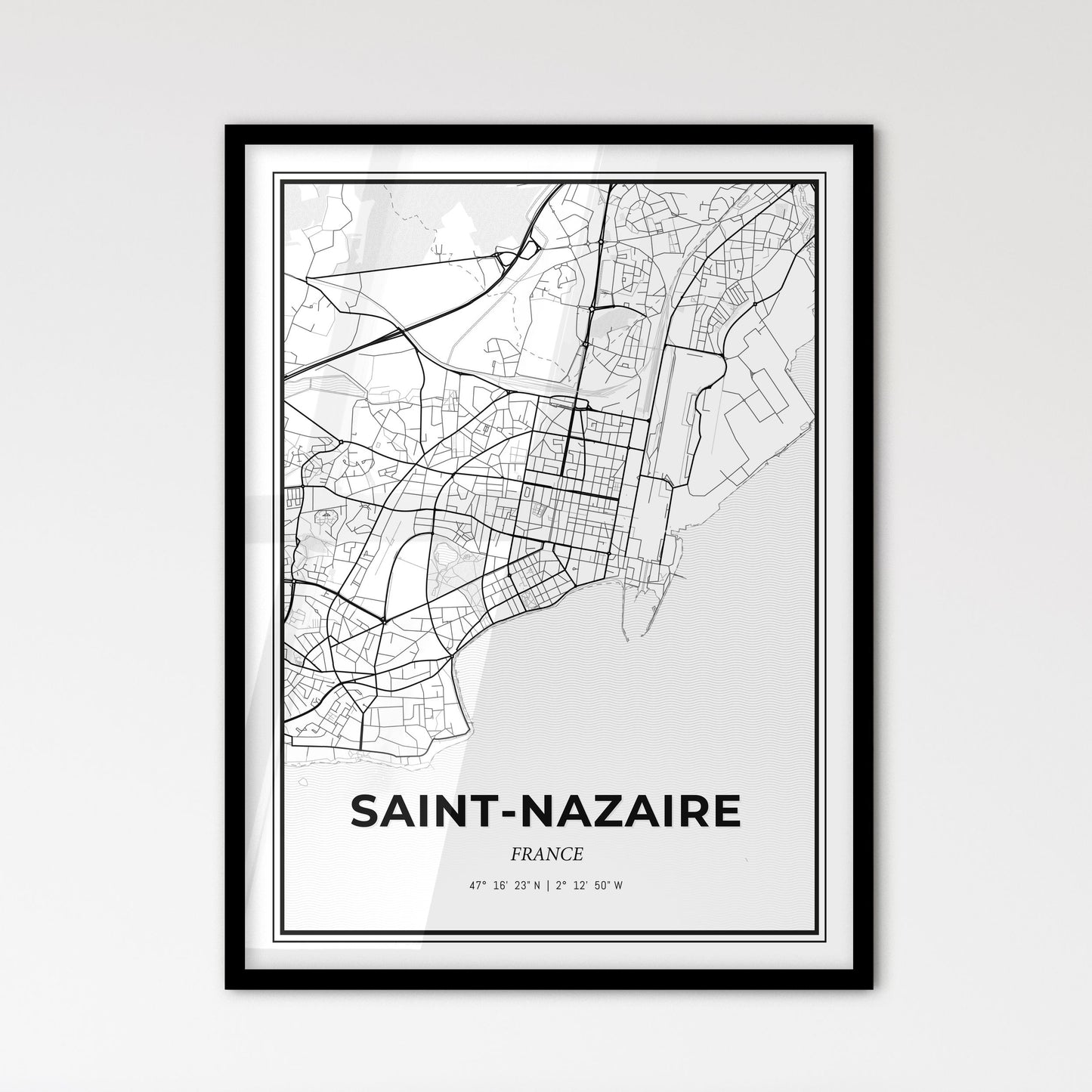 Saint-Nazaire France - Scandinavian Style City Map for Modern Home Decor