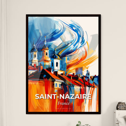 Vibrant Saint-Nazaire, France - A Painting Of A Building With Towers And Buildings In The Background