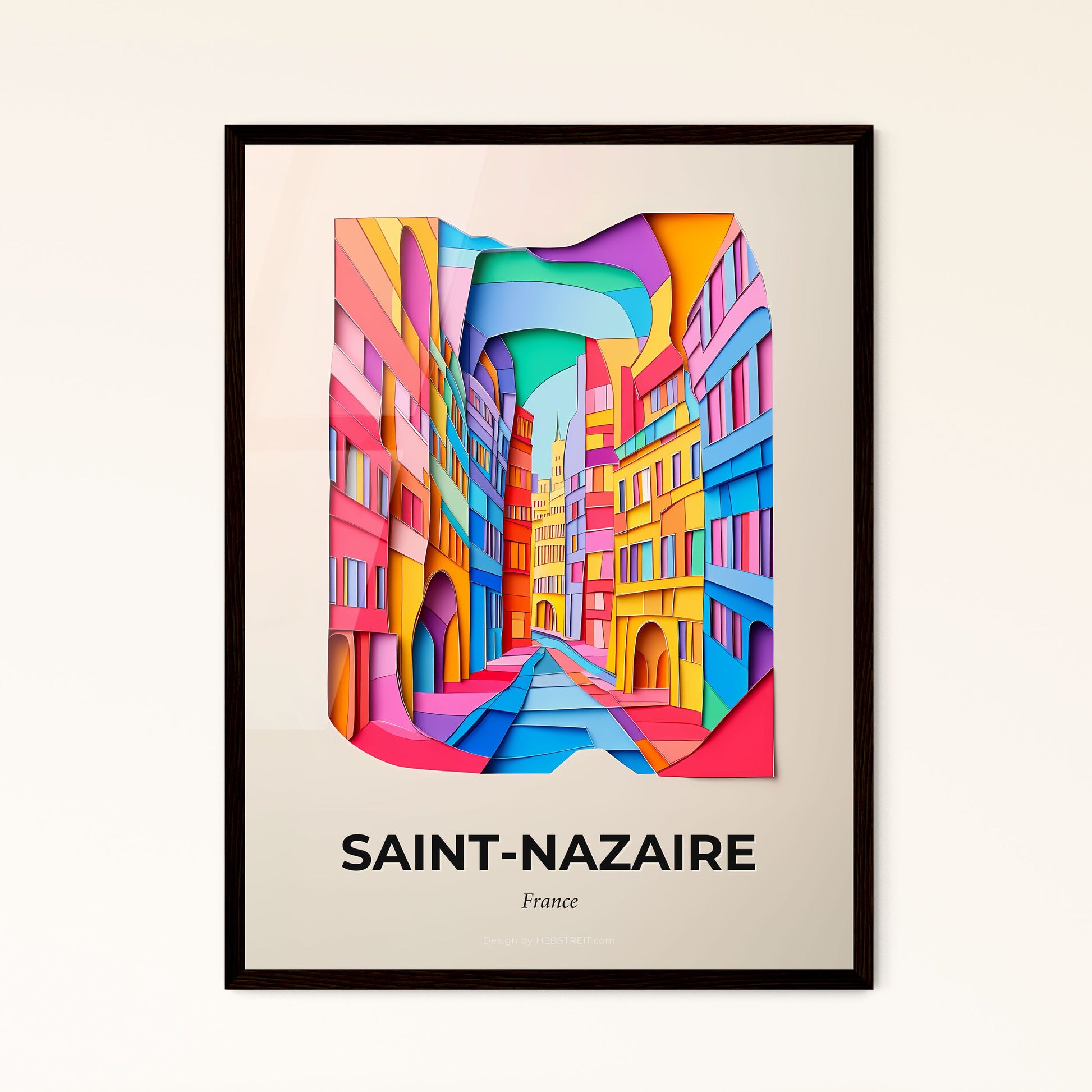 Vivid Saint-Nazaire, France - a colorful city street with a train passing by