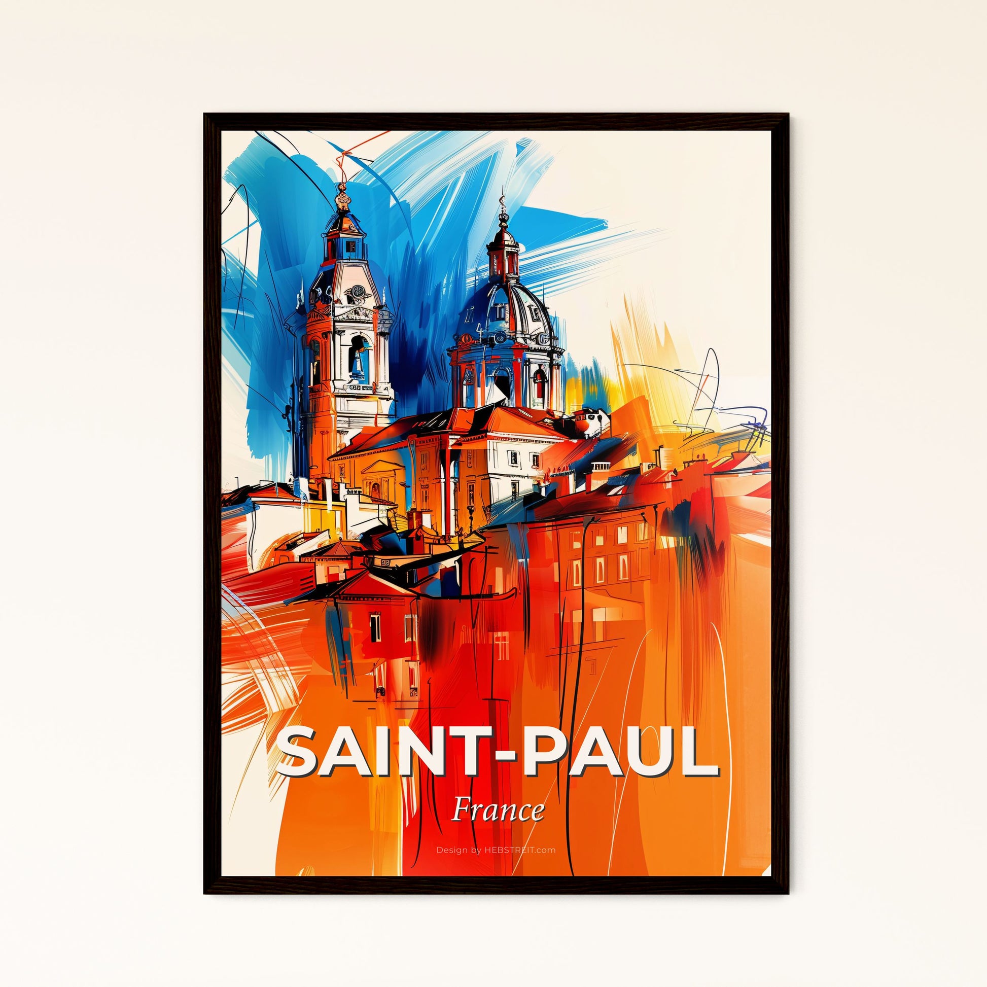 Vibrant Saint-Paul, France - A Painting Of A Building With Towers