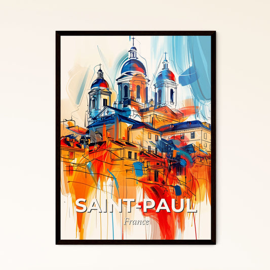 Vibrant Saint-Paul, France - A Painting Of A Building With A Colorful Background