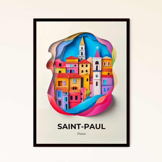 Vivid Saint-Paul, France - a paper cut of a city with a church