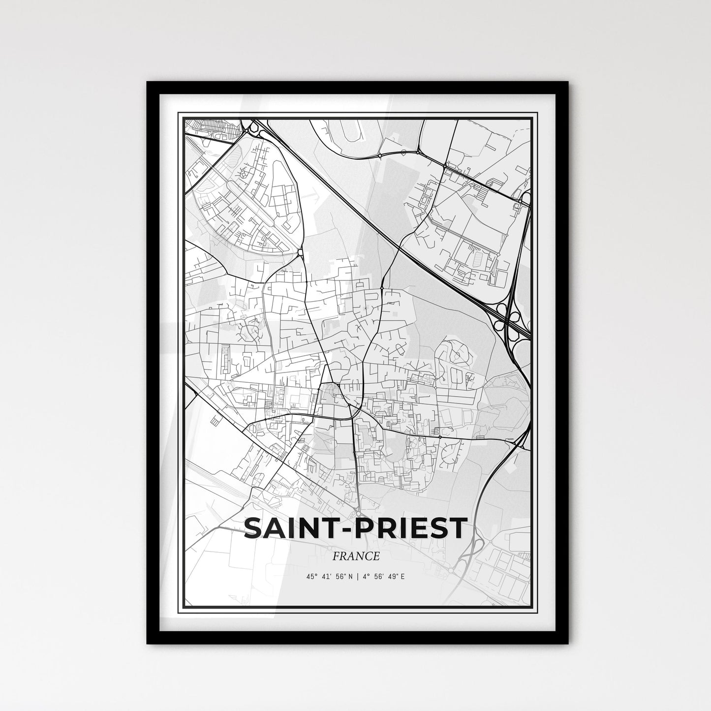 Saint-Priest France - Scandinavian Style City Map for Modern Home Decor