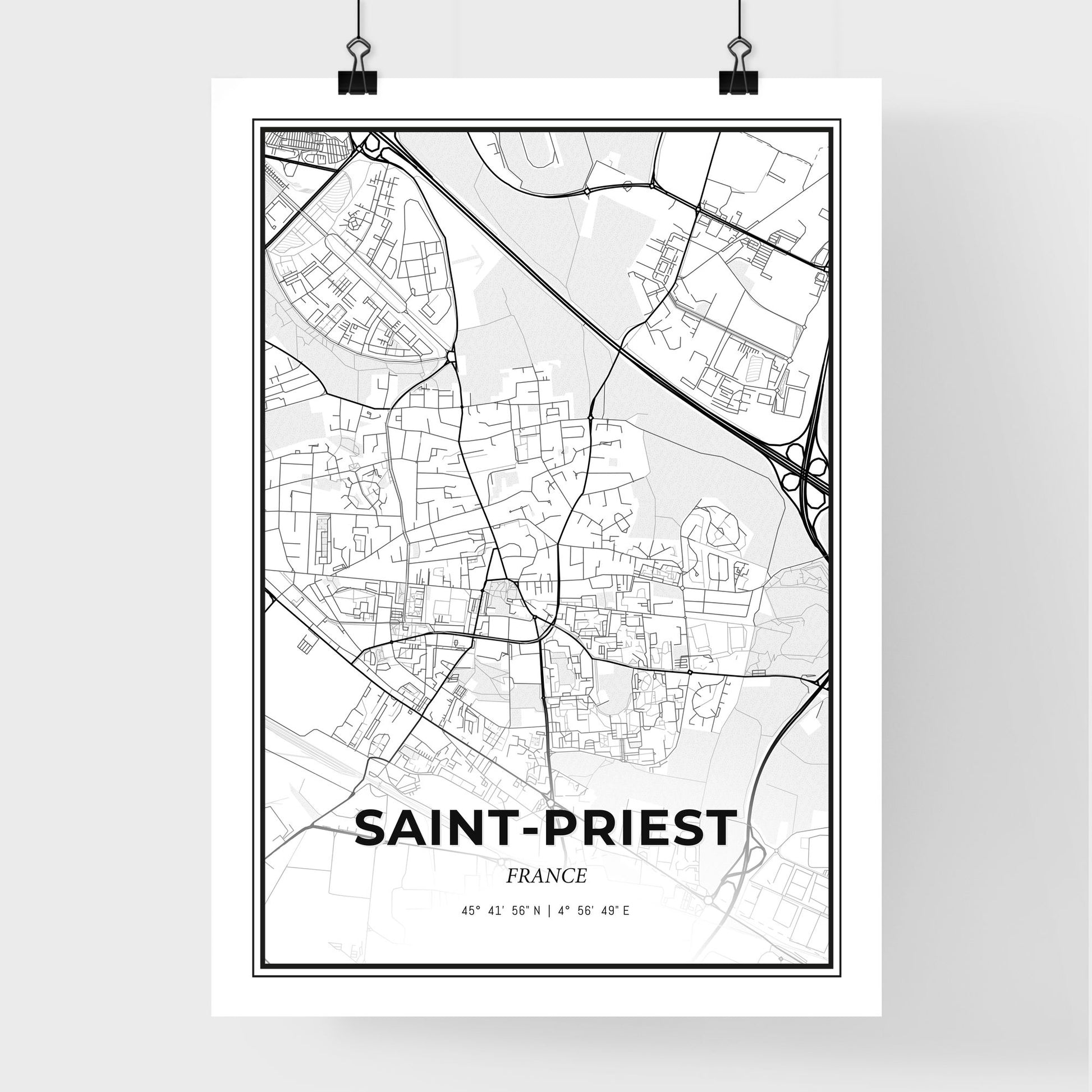 Saint-Priest France - Premium City Map Poster