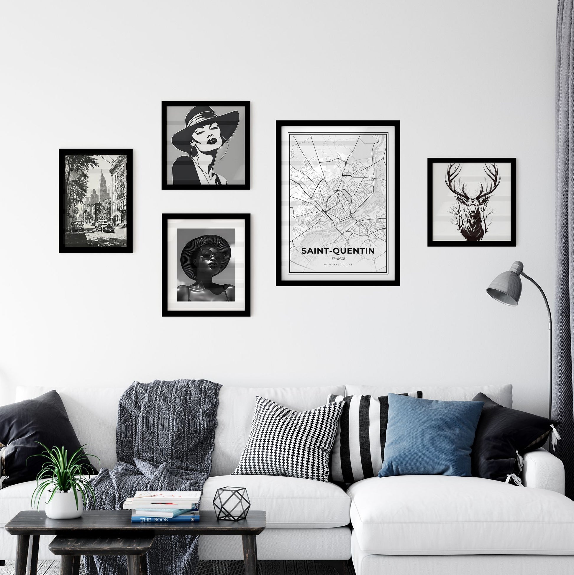 Saint-Quentin France - Minimal City Map Interior