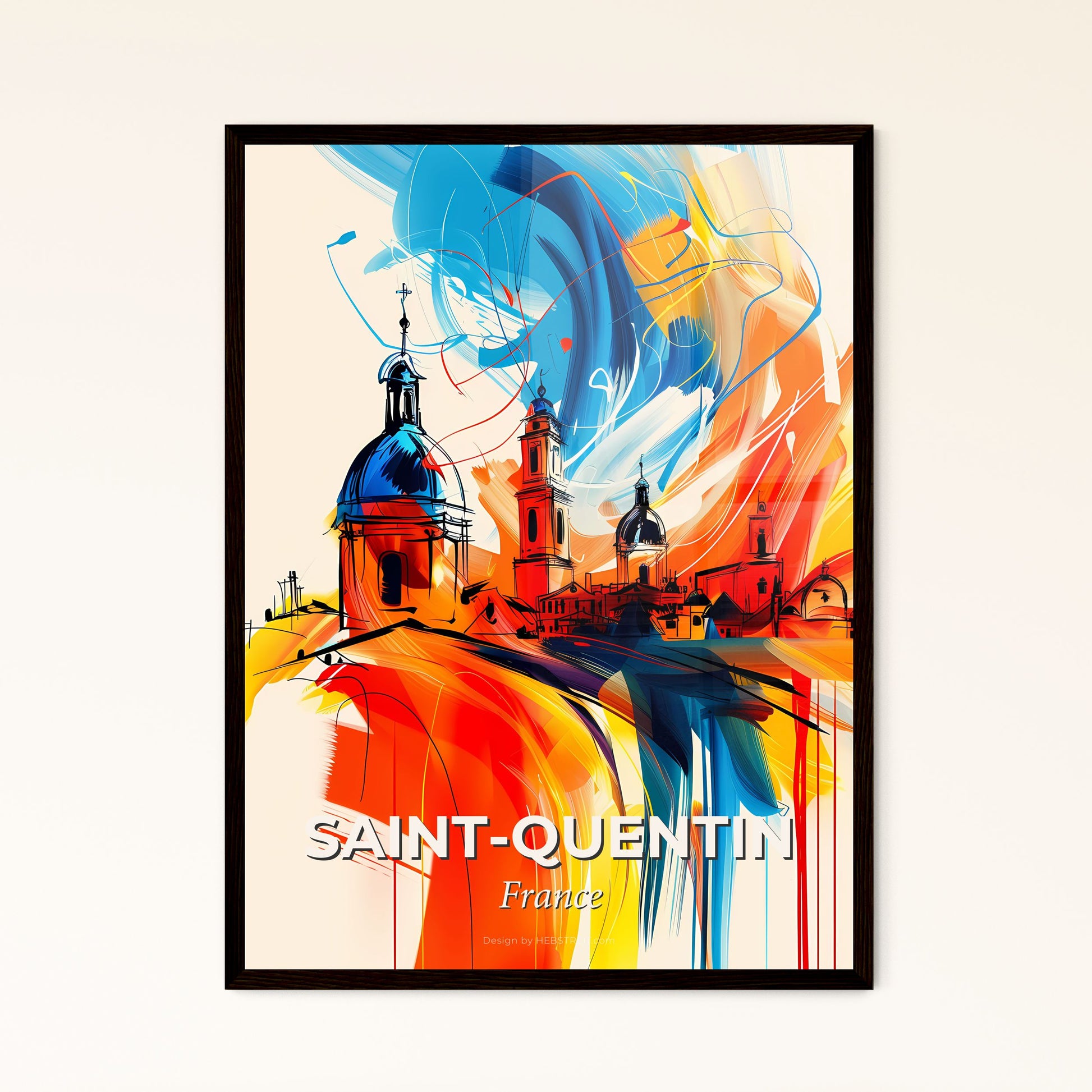 Vibrant Saint-Quentin, France - A Painting Of A Building