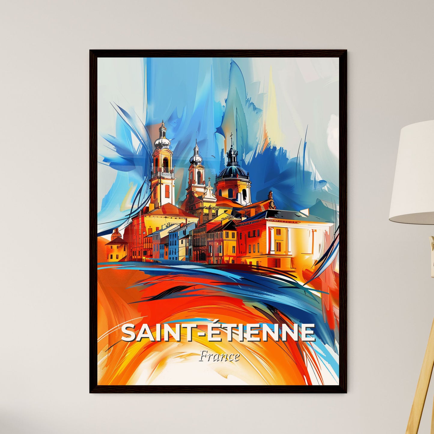 Vibrant Saint-Étienne, France - A Painting Of A Building