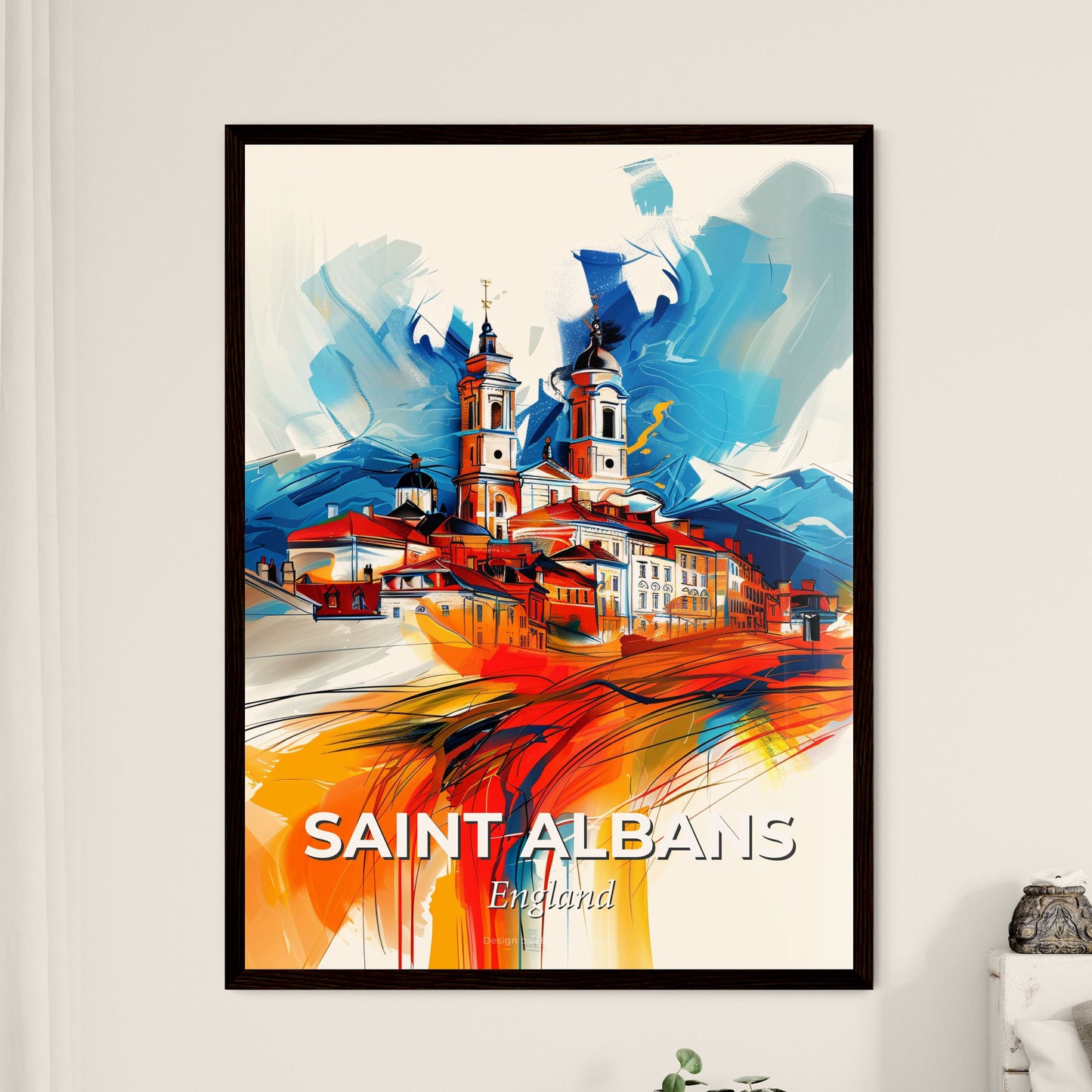 Vibrant Saint Albans, England - A Painting Of A Town