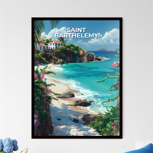 Vibrant Painting of Tropical Beach House wit - Framed Art Print