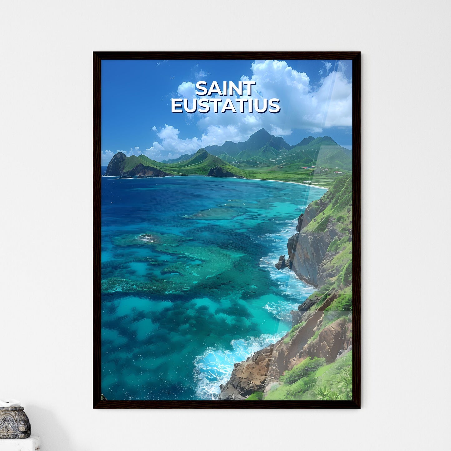 Vibrant Artistic Painting of Rocky Shore wit - Framed Art Print