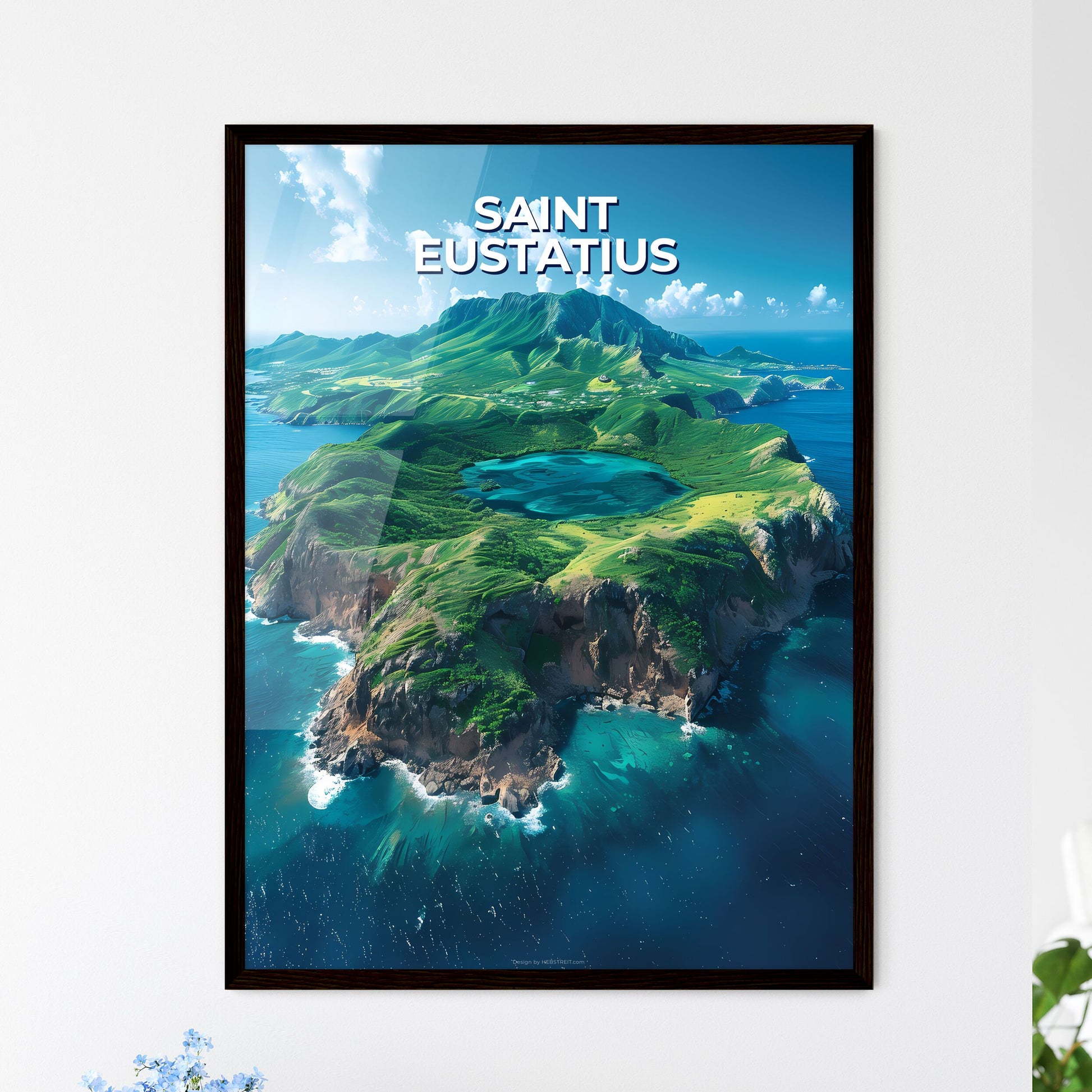 Abstract Caribbean Island with Forest Lake - Framed Art Print