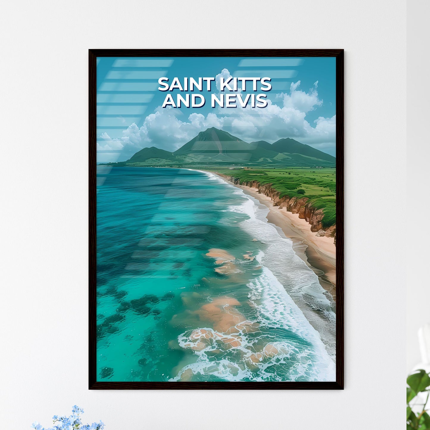 Vibrant Painting of a Caribbean Beach in Sai - Framed Art Print