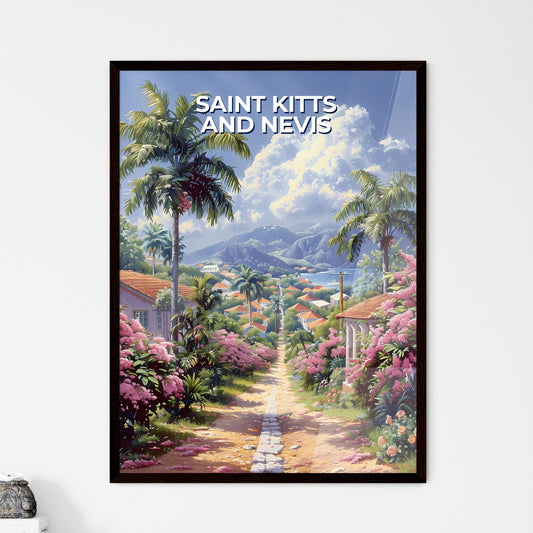 Vibrant Caribbean Roadside Scene with Palm T - Framed Art Print