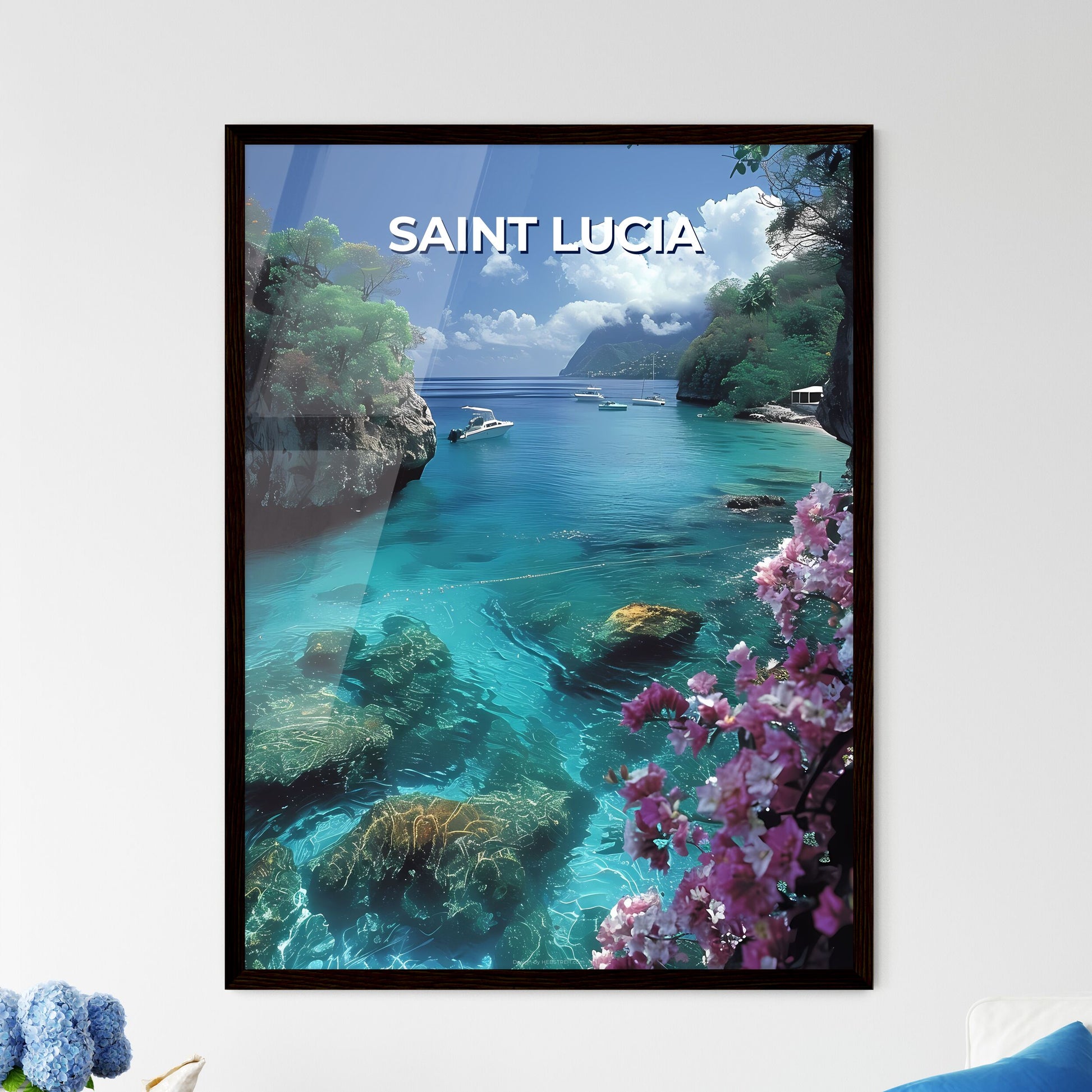 Vibrant Oil Painting of a Caribbean Seascape - Framed Art Print