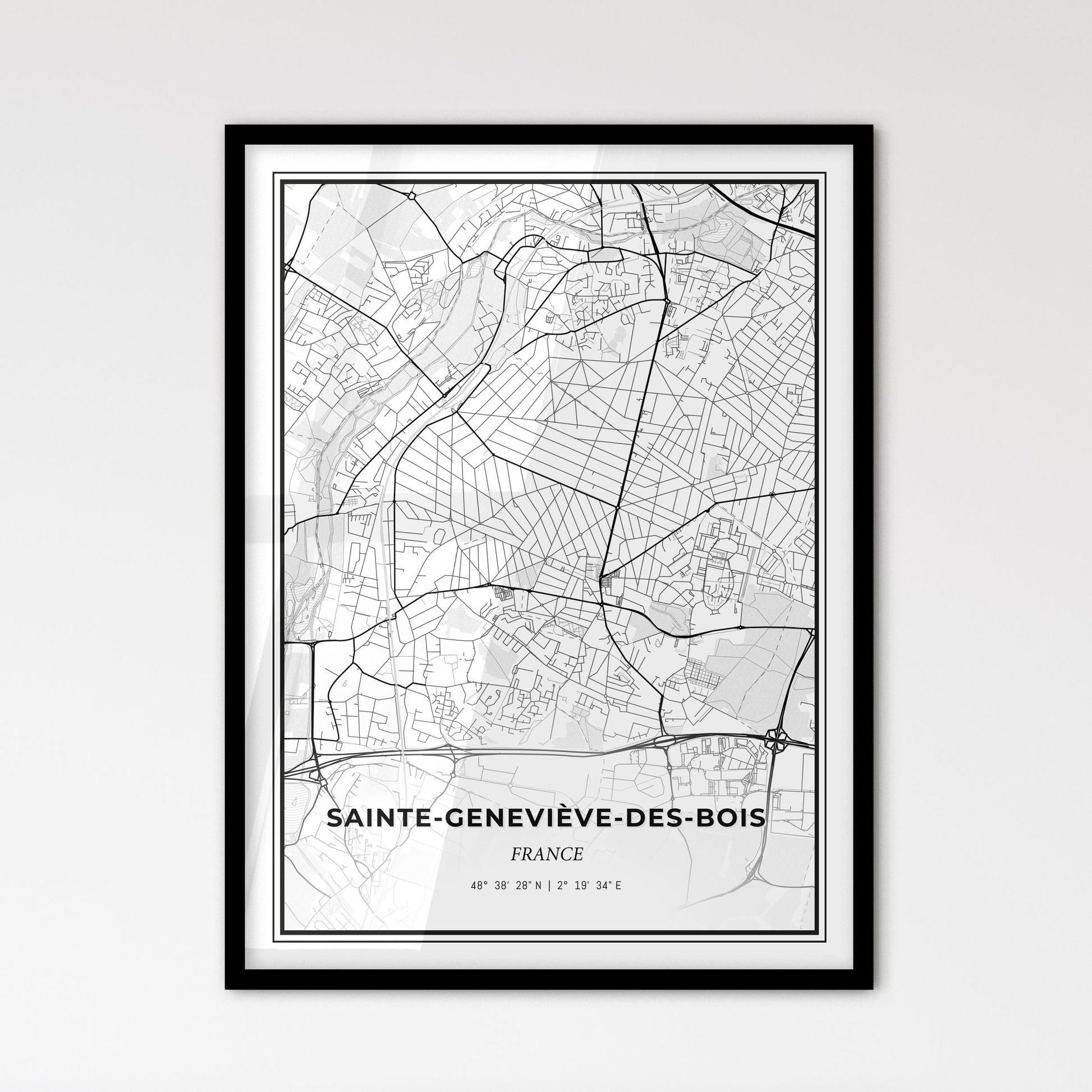 Sainte-Geneviève-des-Bois France - Scandinavian Style City Map for Modern Home Decor