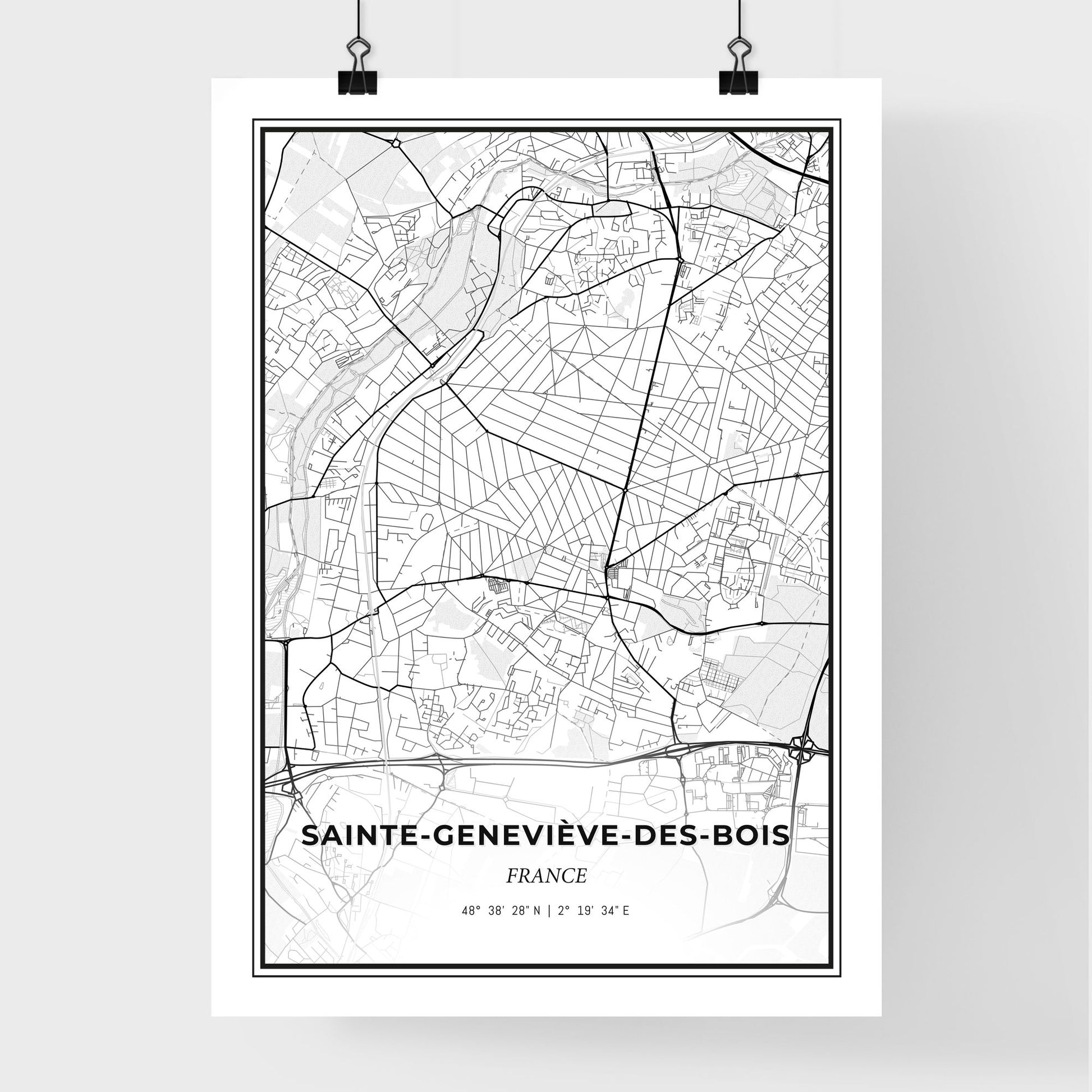 Sainte-Geneviève-des-Bois France - Premium City Map Poster