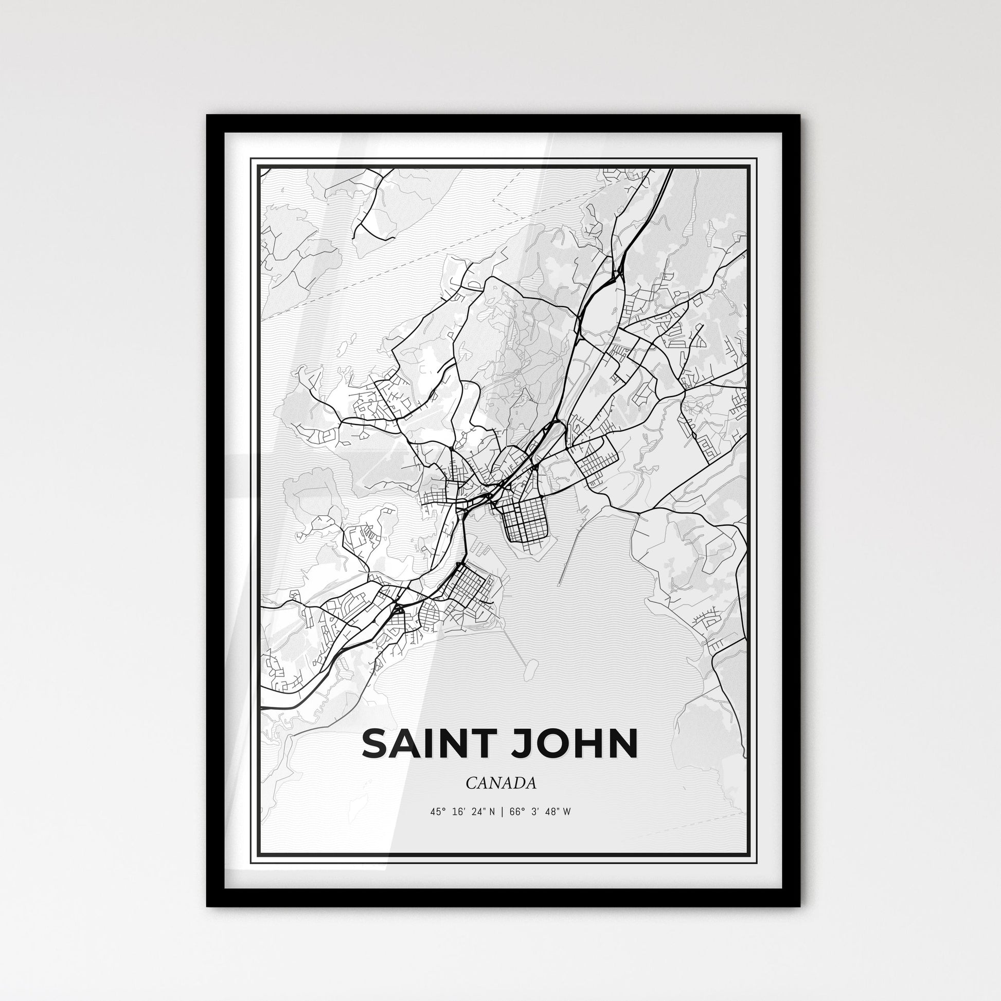 Saint John Canada - Scandinavian Style City Map for Modern Home Decor